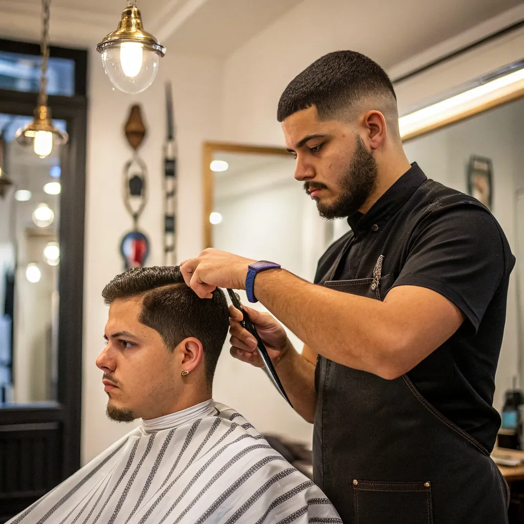 Barber crafting haircut